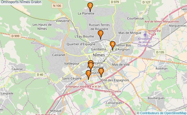 plan Omnisports Nîmes Associations omnisports Nîmes : 7 associations