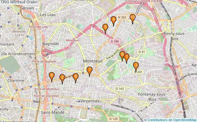 plan ONG Montreuil Associations ONG Montreuil : 9 associations