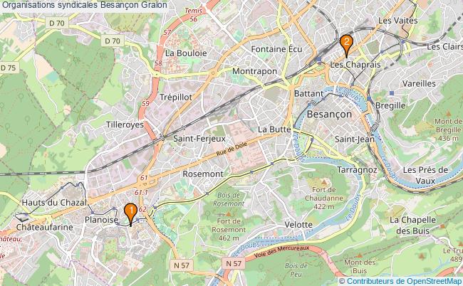 plan Organisations syndicales Besançon Associations organisations syndicales Besançon : 2 associations