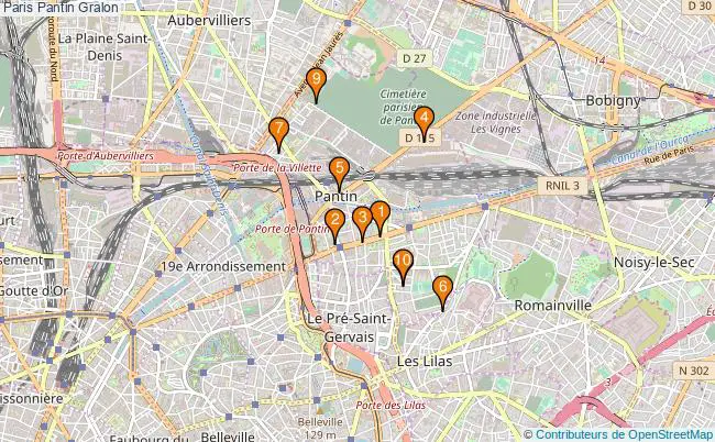 plan Paris Pantin Associations Paris Pantin : 14 associations