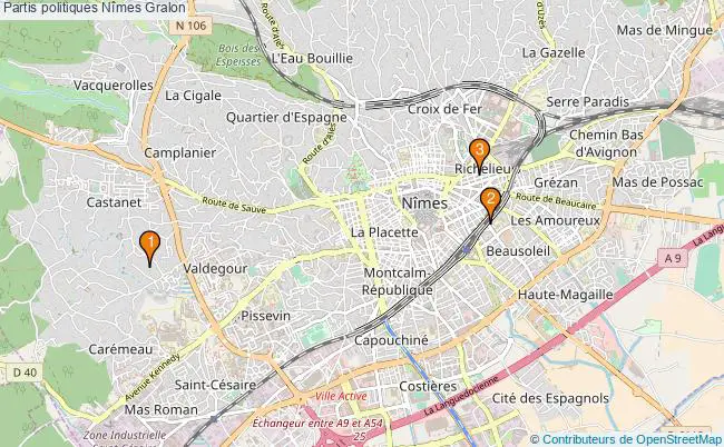 plan Partis politiques Nîmes Associations partis politiques Nîmes : 4 associations