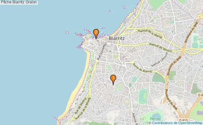 plan Pêche Biarritz Associations pêche Biarritz : 2 associations