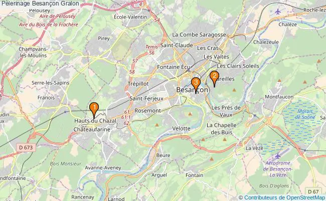 plan Pèlerinage Besançon Associations pèlerinage Besançon : 3 associations
