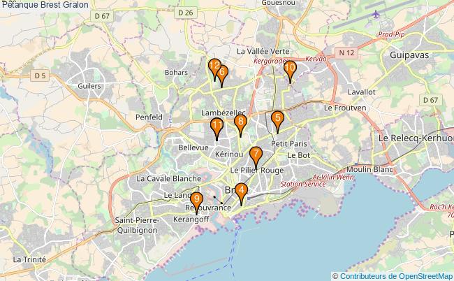 plan Pétanque Brest Associations pétanque Brest : 14 associations