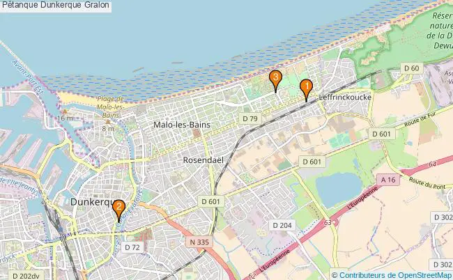 plan Pétanque Dunkerque Associations pétanque Dunkerque : 3 associations