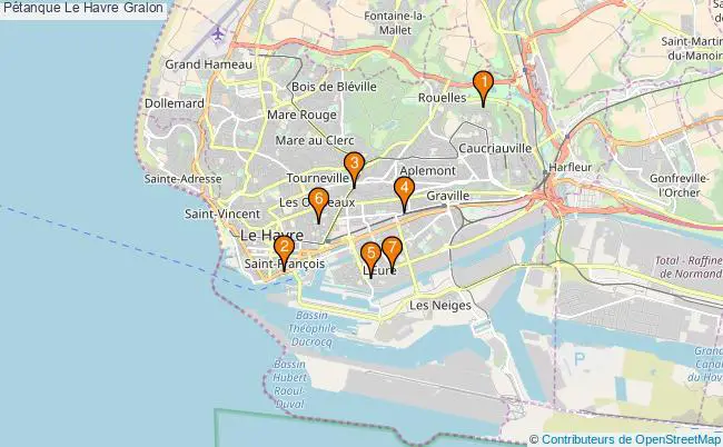 plan Pétanque Le Havre Associations pétanque Le Havre : 6 associations