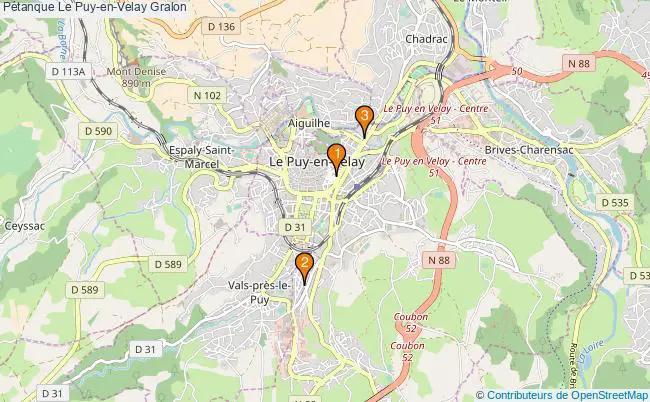 plan Pétanque Le Puy-en-Velay Associations pétanque Le Puy-en-Velay : 3 associations