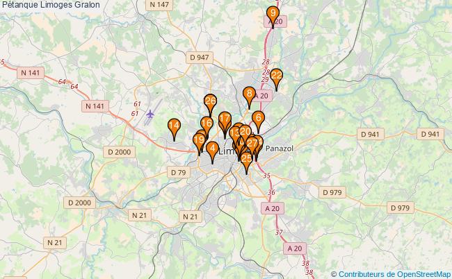 plan Pétanque Limoges Associations pétanque Limoges : 29 associations