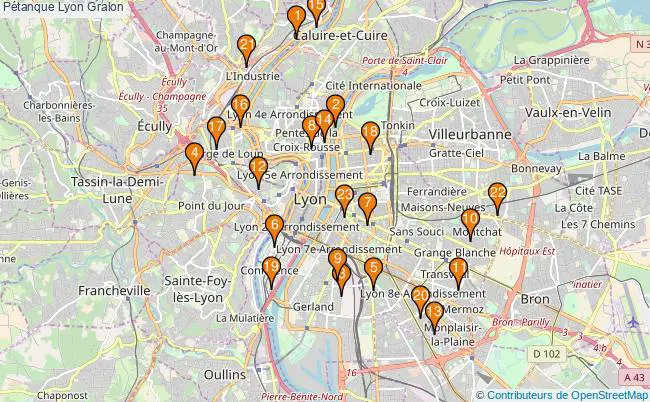plan Pétanque Lyon Associations pétanque Lyon : 26 associations