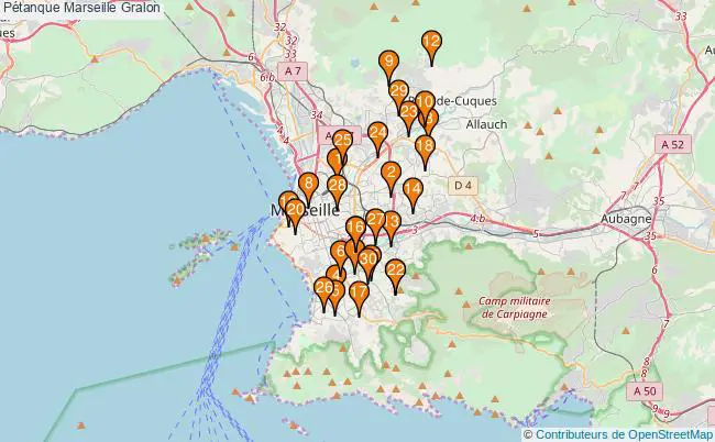 plan Pétanque Marseille Associations pétanque Marseille : 131 associations