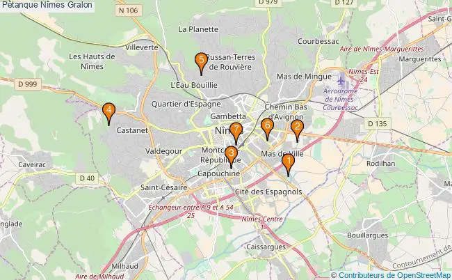 plan Pétanque Nîmes Associations pétanque Nîmes : 9 associations