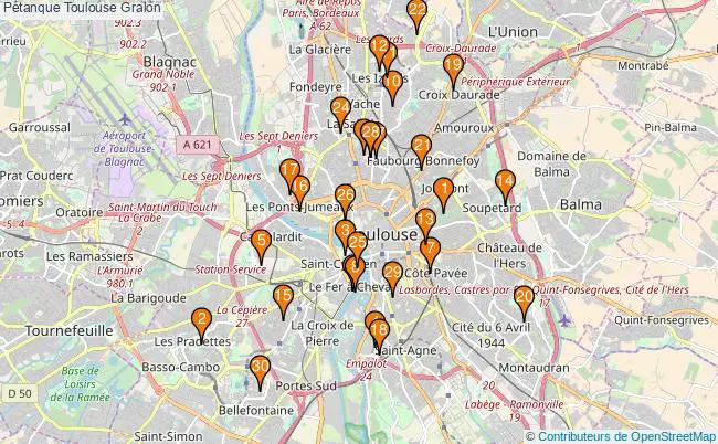 plan Pétanque Toulouse Associations pétanque Toulouse : 54 associations