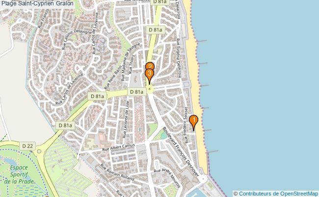 plan Plage Saint-Cyprien Associations plage Saint-Cyprien : 3 associations