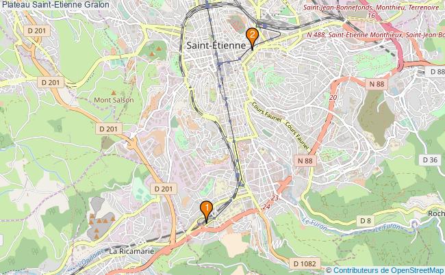 plan Plateau Saint-Etienne Associations plateau Saint-Etienne : 2 associations
