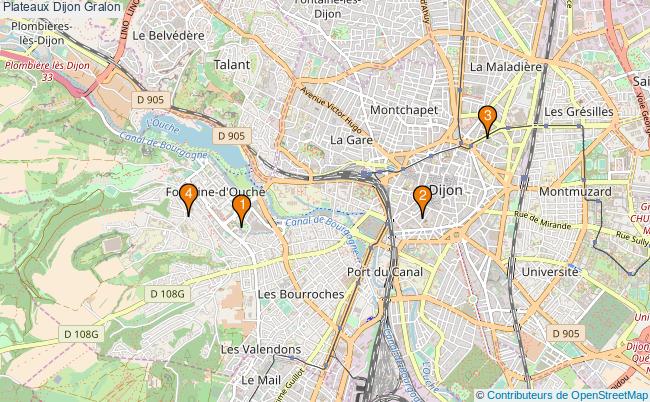 plan Plateaux Dijon Associations Plateaux Dijon : 4 associations