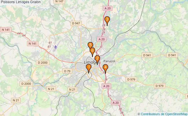 plan Poissons Limoges Associations poissons Limoges : 6 associations