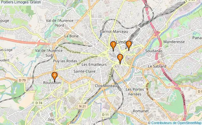 plan Poitiers Limoges Associations Poitiers Limoges : 4 associations