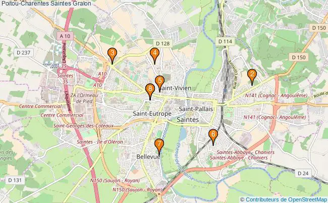 plan Poitou-Charentes Saintes Associations Poitou-Charentes Saintes : 8 associations