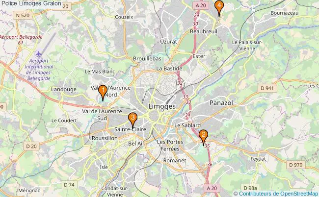 plan Police Limoges Associations police Limoges : 3 associations