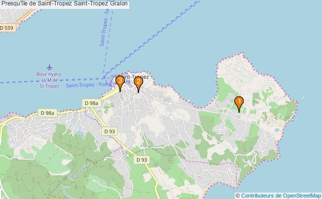 plan Presqu'île de Saint-Tropez Saint-Tropez Associations Presqu'île de Saint-Tropez Saint-Tropez : 3 associations
