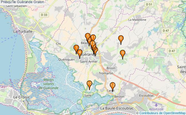 plan Presqu'île Guérande Associations presqu'île Guérande : 13 associations