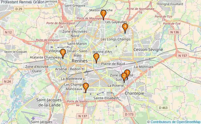 plan Protestant Rennes Associations protestant Rennes : 7 associations