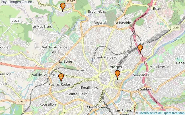plan Puy Limoges Associations Puy Limoges : 4 associations