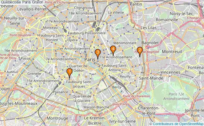 plan Québécoise Paris Associations québécoise Paris : 4 associations