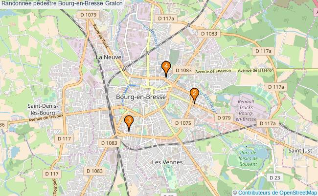 plan Randonnée pédestre Bourg-en-Bresse Associations Randonnée pédestre Bourg-en-Bresse : 4 associations
