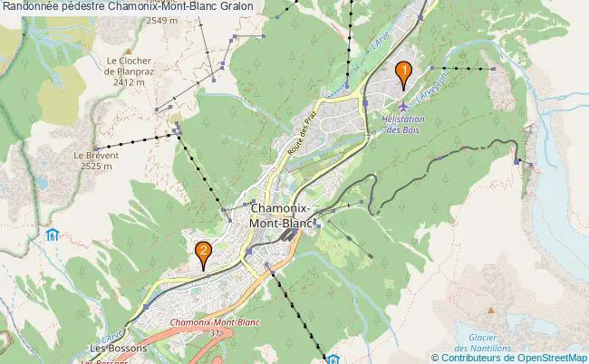 plan Randonnée pédestre Chamonix-Mont-Blanc Associations Randonnée pédestre Chamonix-Mont-Blanc : 2 associations