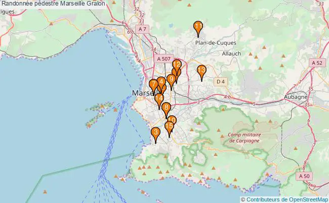 plan Randonnée pédestre Marseille Associations Randonnée pédestre Marseille : 17 associations