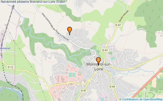 plan Randonnée pédestre Monistrol-sur-Loire Associations Randonnée pédestre Monistrol-sur-Loire : 2 associations