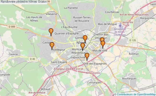 plan Randonnée pédestre Nîmes Associations Randonnée pédestre Nîmes : 7 associations