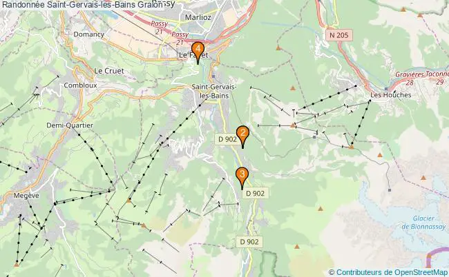 plan Randonnée Saint-Gervais-les-Bains Associations randonnée Saint-Gervais-les-Bains : 4 associations