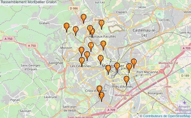 plan Rassemblement Montpellier Associations Rassemblement Montpellier : 22 associations