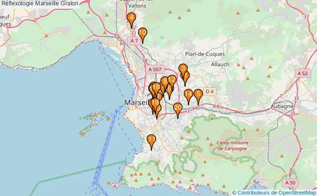 plan Réflexologie Marseille Associations réflexologie Marseille : 22 associations