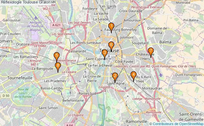 plan Réflexologie Toulouse Associations réflexologie Toulouse : 8 associations