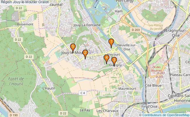 plan Région Jouy-le-Moutier Associations région Jouy-le-Moutier : 5 associations