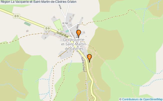 plan Région La Vacquerie-et-Saint-Martin-de-Castries Associations région La Vacquerie-et-Saint-Martin-de-Castries : 2 associations