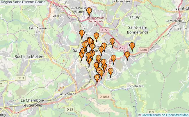 plan Région Saint-Etienne Associations région Saint-Etienne : 89 associations