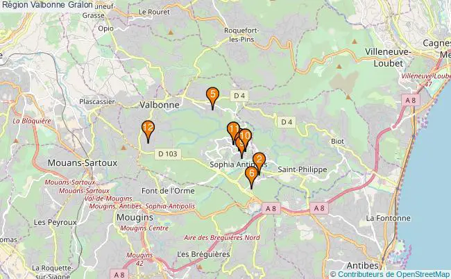 plan Région Valbonne Associations région Valbonne : 13 associations