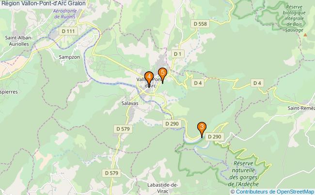 plan Région Vallon-Pont-d'Arc Associations région Vallon-Pont-d'Arc : 4 associations