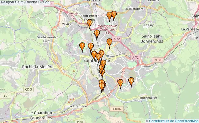 plan Religion Saint-Etienne Associations religion Saint-Etienne : 19 associations