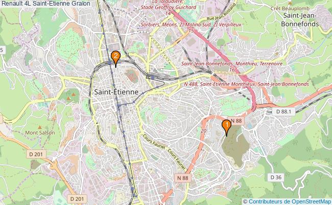 plan Renault 4L Saint-Etienne Associations Renault 4L Saint-Etienne : 3 associations