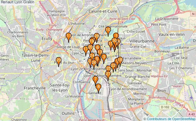 plan Renault Lyon Associations Renault Lyon : 54 associations
