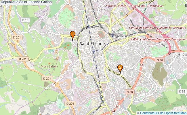 plan République Saint-Etienne Associations République Saint-Etienne : 4 associations