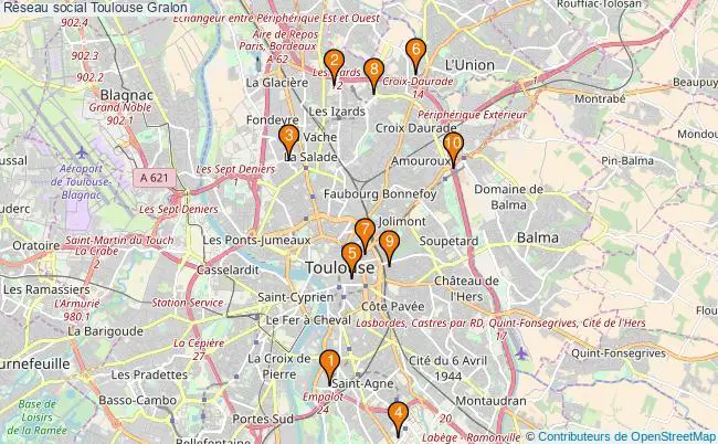 plan Réseau social Toulouse Associations réseau social Toulouse : 12 associations