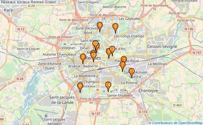 plan Réseaux sociaux Rennes Associations réseaux sociaux Rennes : 24 associations