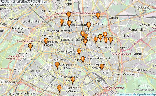 plan Résidences artistiques Paris Associations résidences artistiques Paris : 36 associations