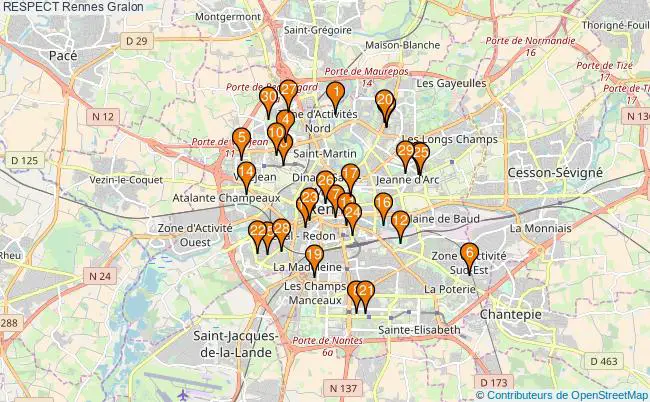 plan RESPECT Rennes Associations RESPECT Rennes : 284 associations